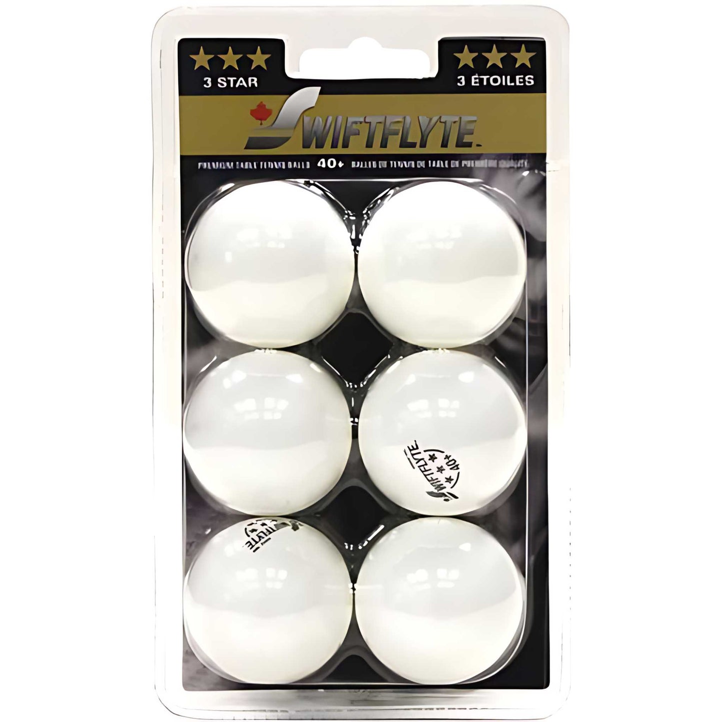 Swiftflyte™ 3-Star 40+ Table Tennis Balls, White, 6pk