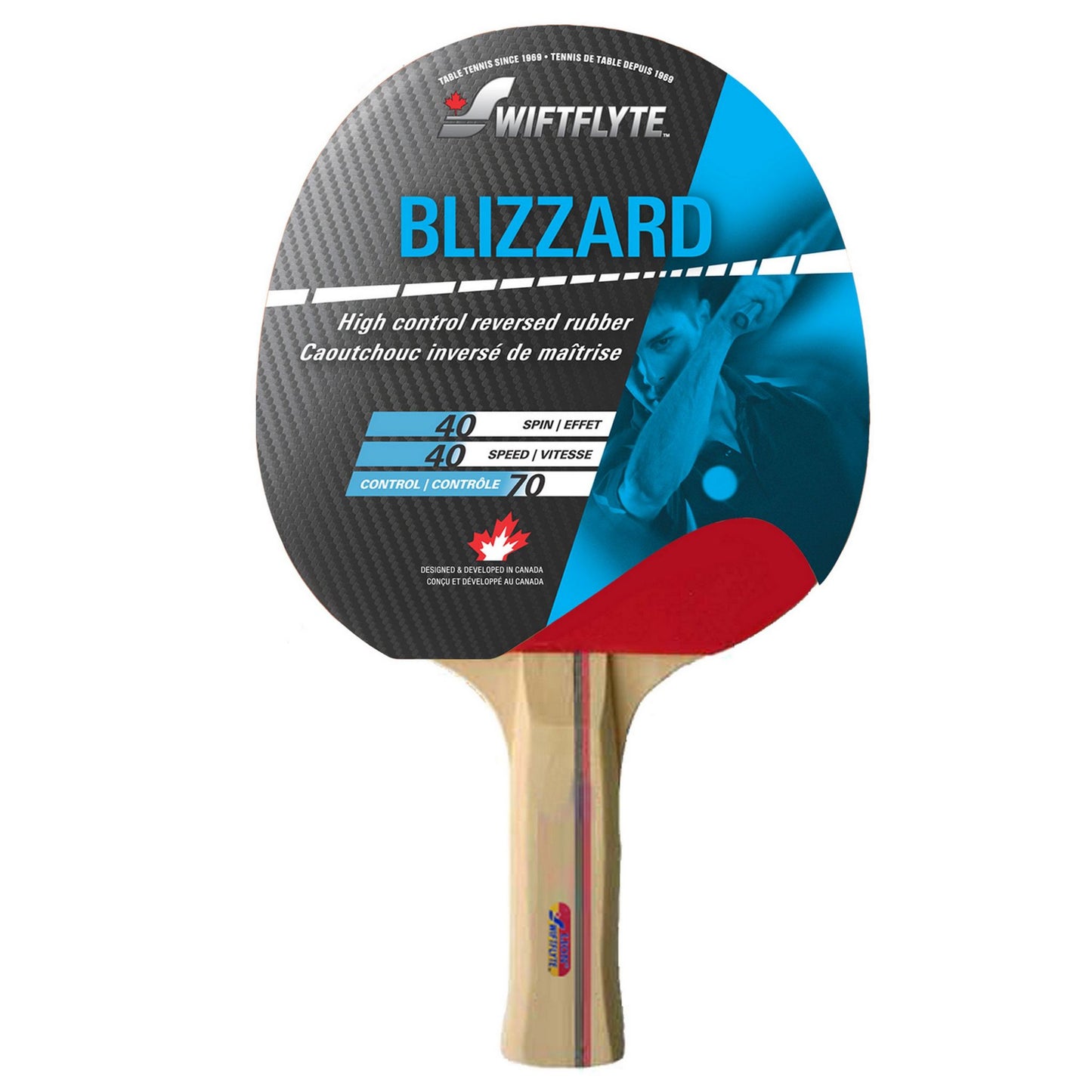 Swiftflyte Lion® Blizzard Table Tennis Racket, Case and Ball Set