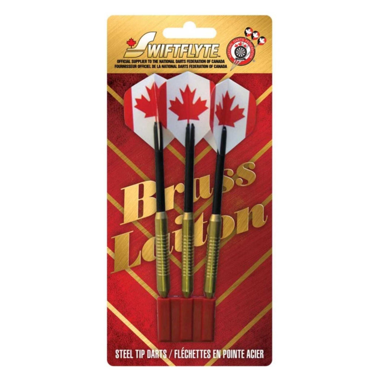 Swiftflyte™ Brass Canada Flag Steel Tip Darts, 18g