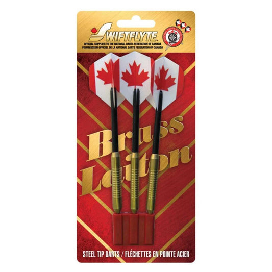 Swiftflyte Brass Canada Flag Steel Tip Darts, 18g
