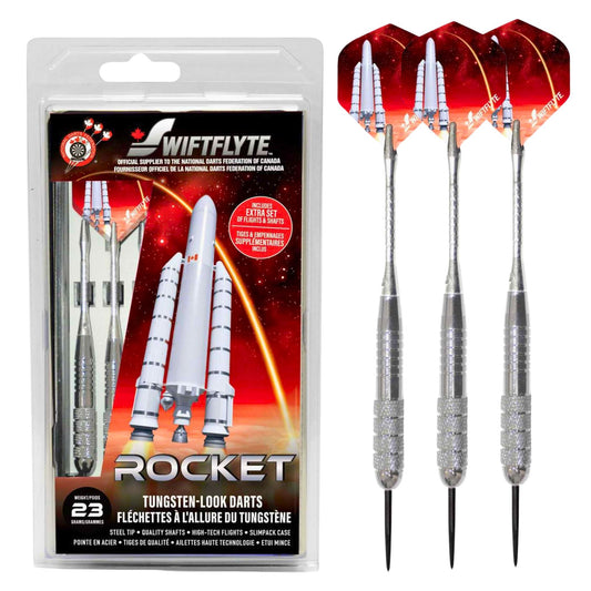 Swiftflyte Rocket Tungsten-Look Dart Set, Extra Set of Flights & Shafts