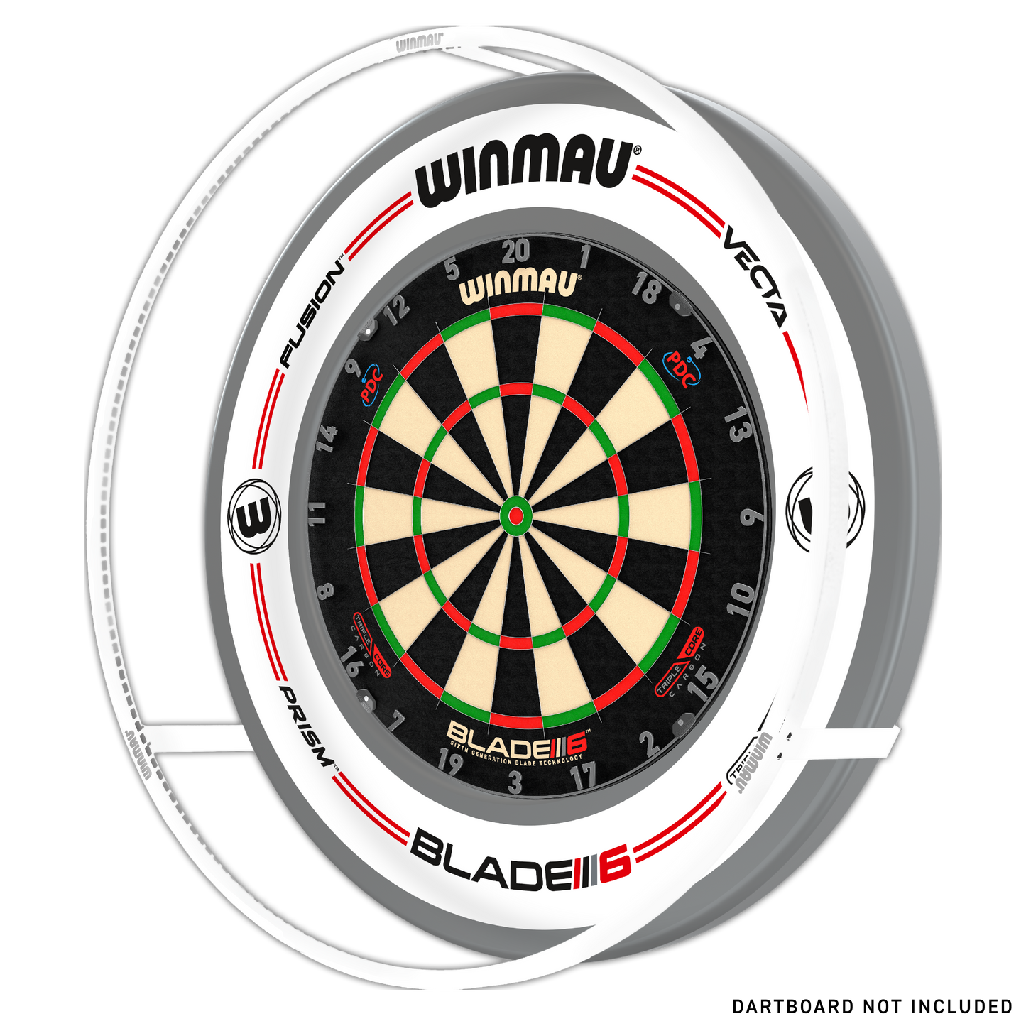 Winmau® Plasma Ice Dartboard Light & Pro-Line Original White Surround Bundle