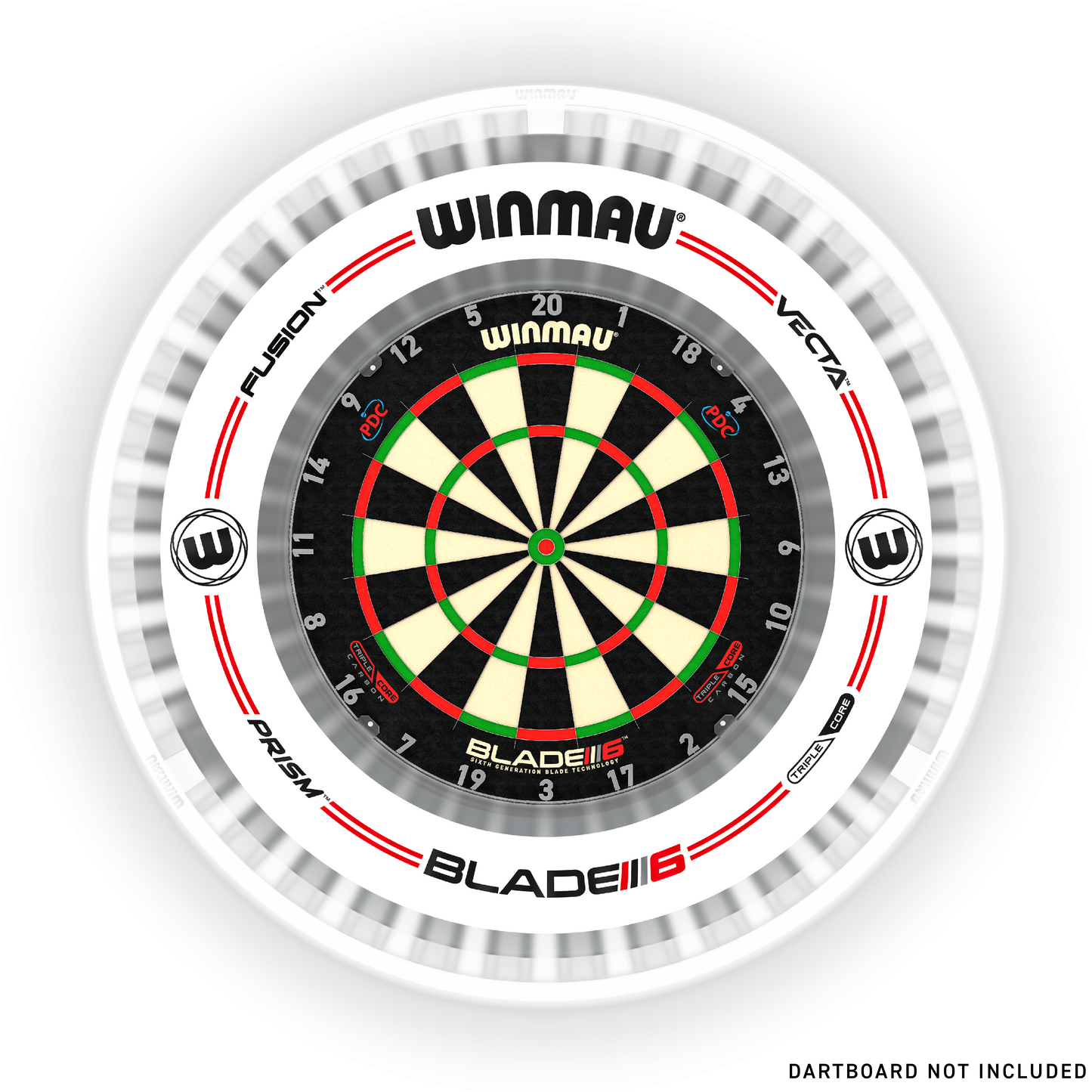 Winmau® Plasma Ice Dartboard Light & Pro-Line Original White Surround Bundle