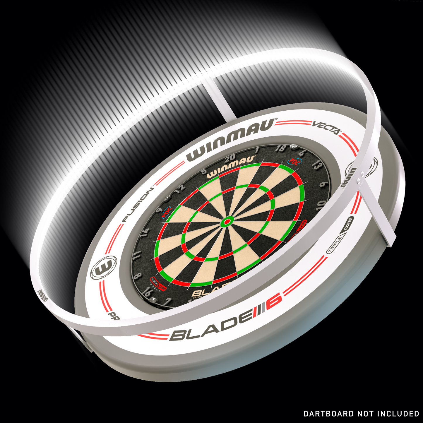 Winmau® Plasma Ice Dartboard Light & Pro-Line Original White Surround Bundle
