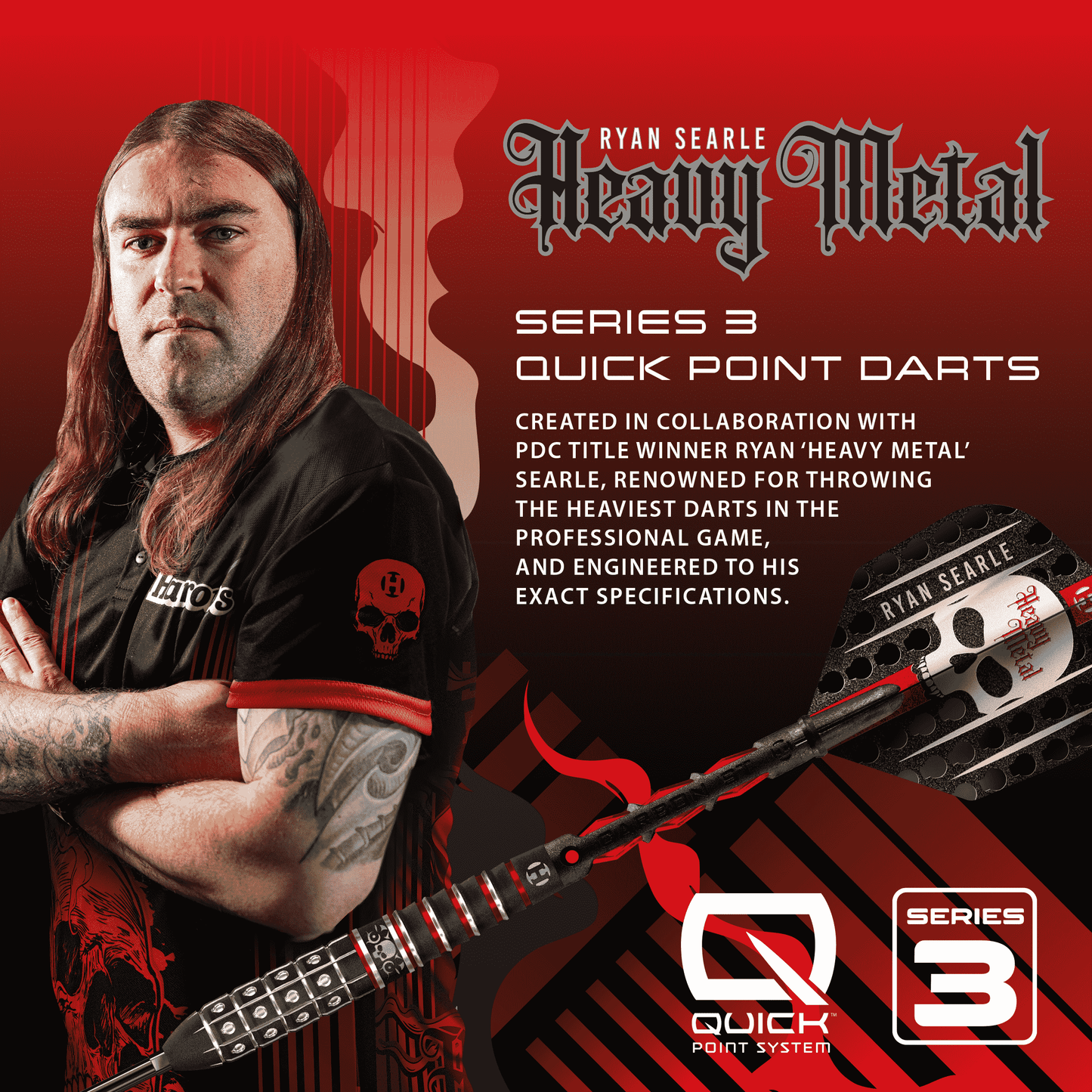 Harrows Ryan Searle 90% Tungsten Series 3 Quick Point Darts