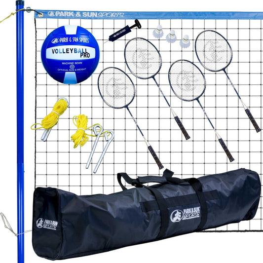 Park & Sun SportsĀ® Volley SportĀ® Complete Volleyball & Badminton Combo Net System