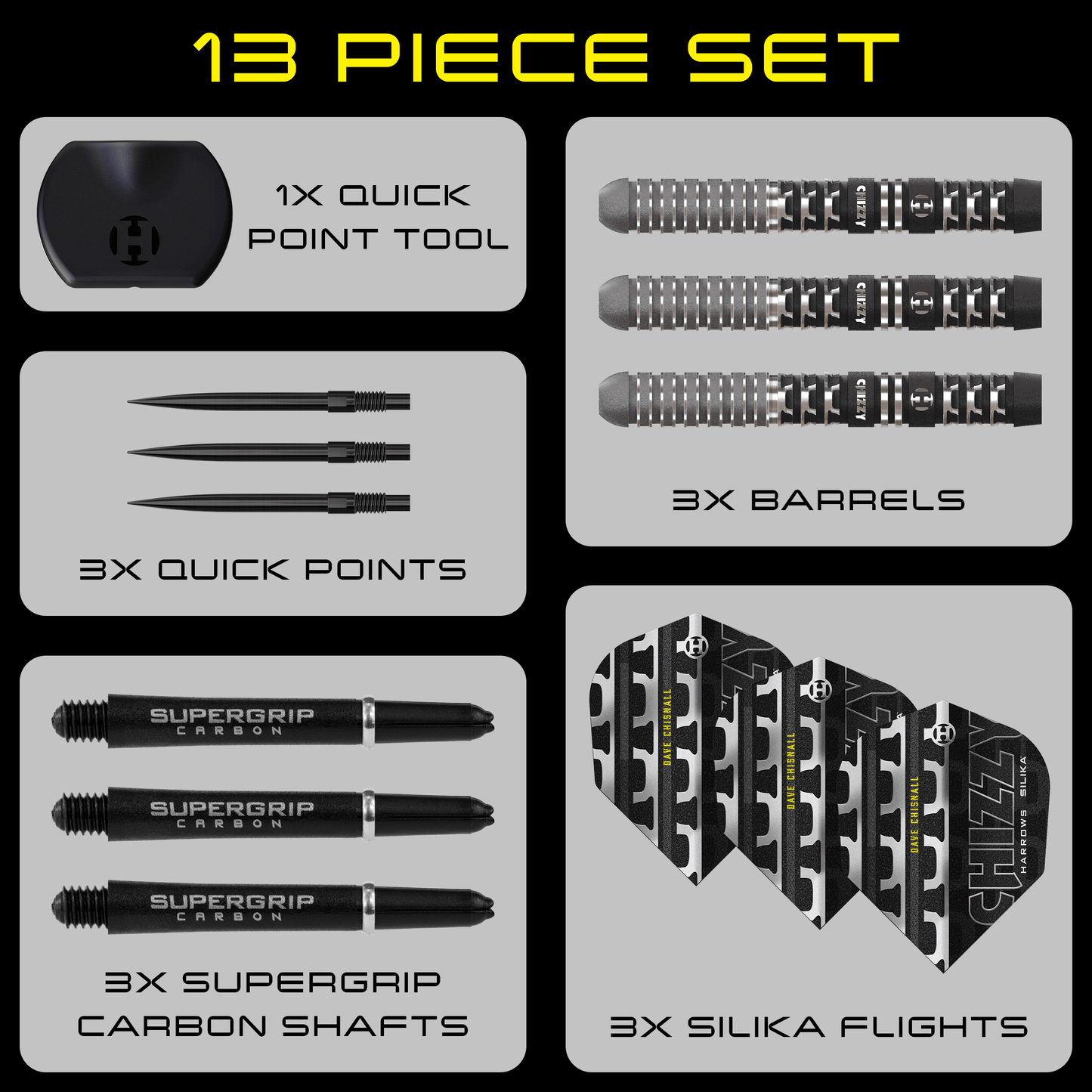 Harrows Chizzy 90% Tungsten Series 4 Quick Point Darts
