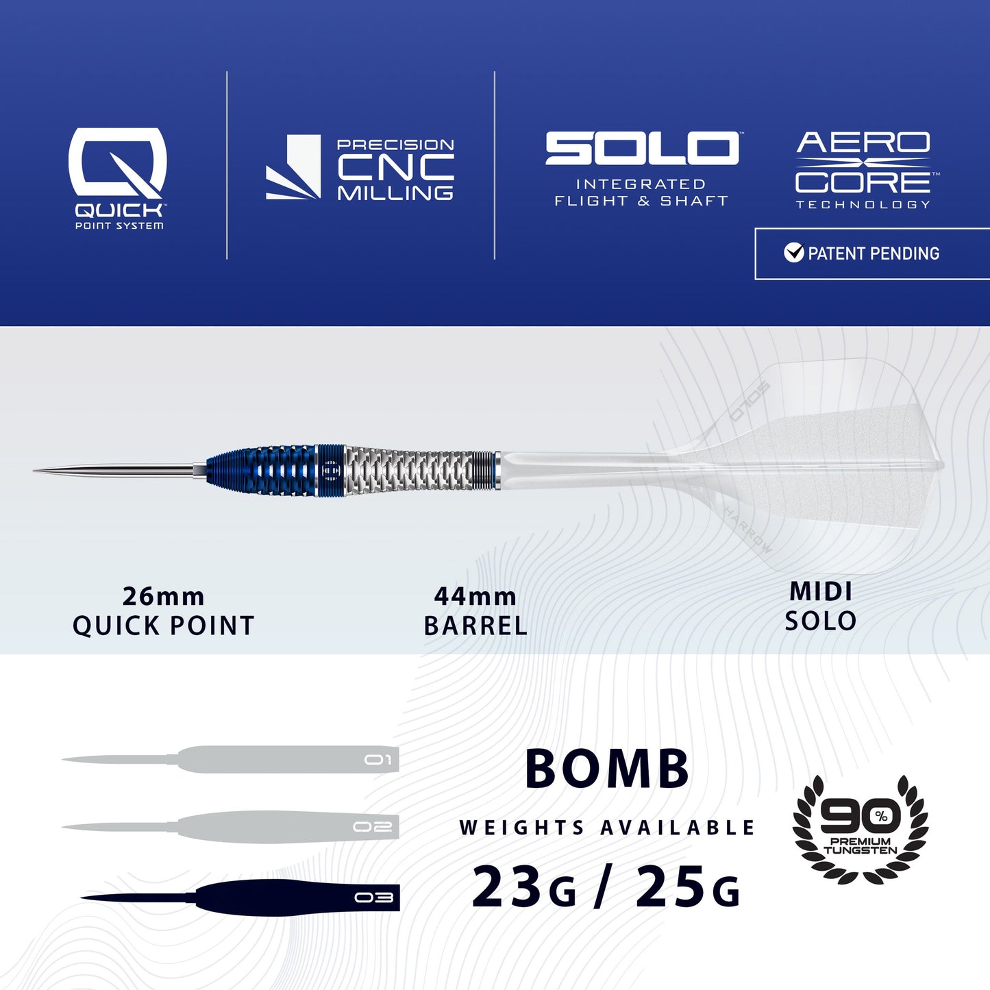 Harrows Geo 90% Tungsten Quick Point Darts