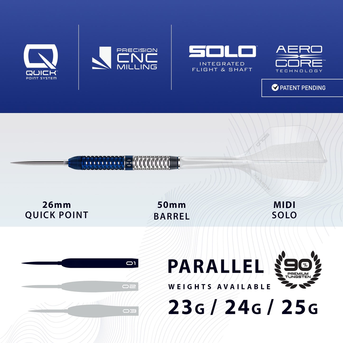 Harrows Geo 90% Tungsten Quick Point Darts