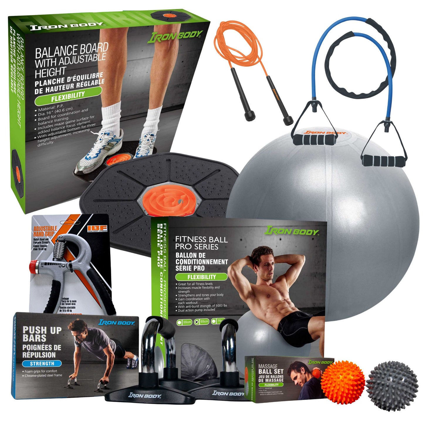 IBF Home Fitness Training Kit, 7pc Bundle