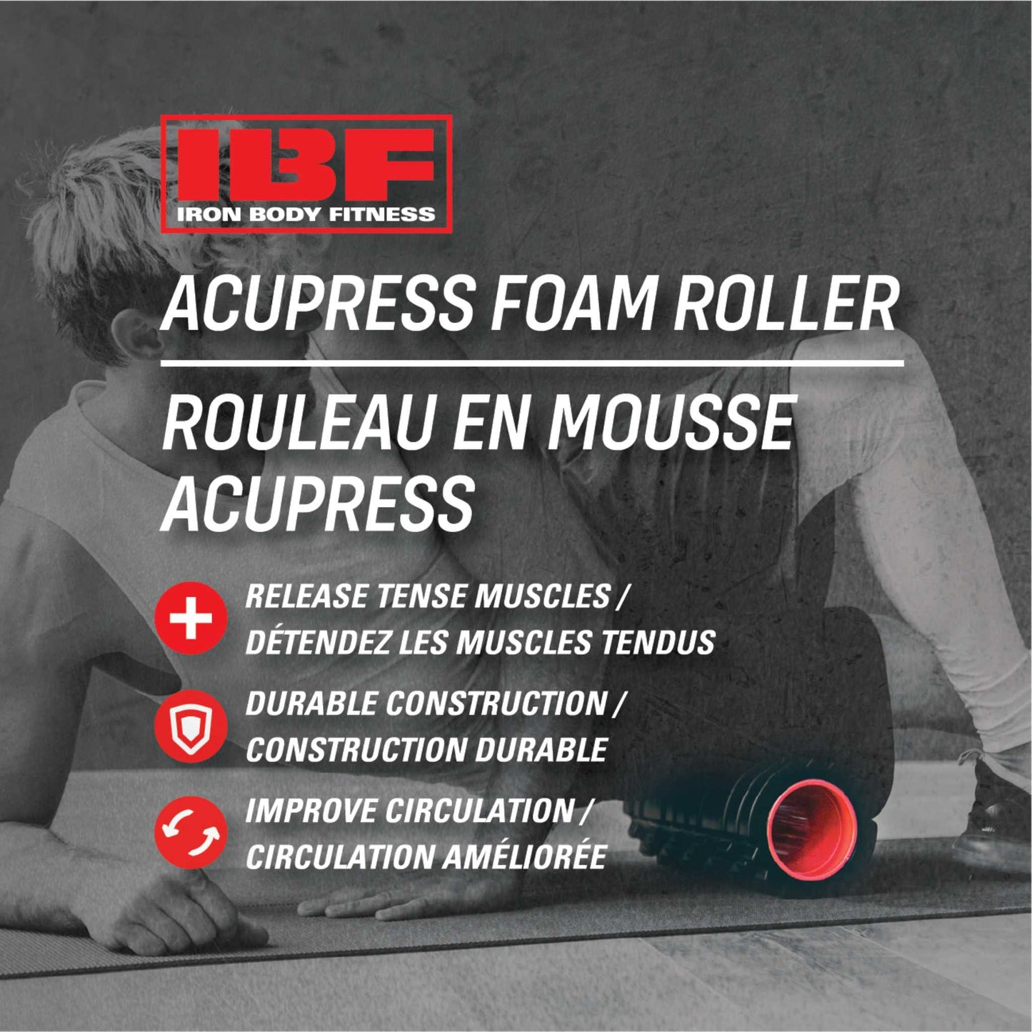 IBF AcuPress Foam Roller, 12”