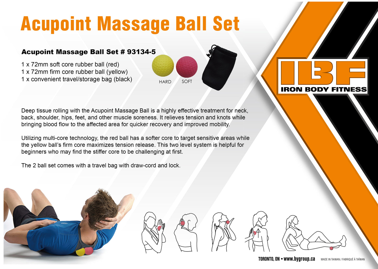 IBF AcuPoint Massage Ball Set, Two-Pieces, Soft & Firm