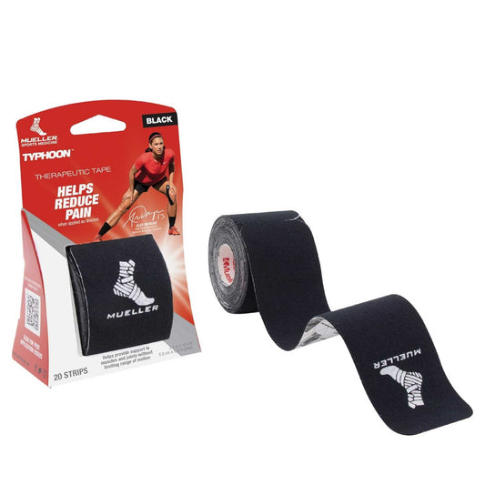 MuellerĀ® Typhoon Kinesiology Therapeutic Tape, Pre-Cut I-Strips, 20 Count, Black or Beige
