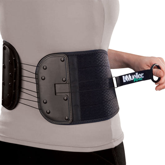 MuellerĀ® Green Adjustable Back and Abdominal Support Brace, Unisex, One Size Fits Most - Black