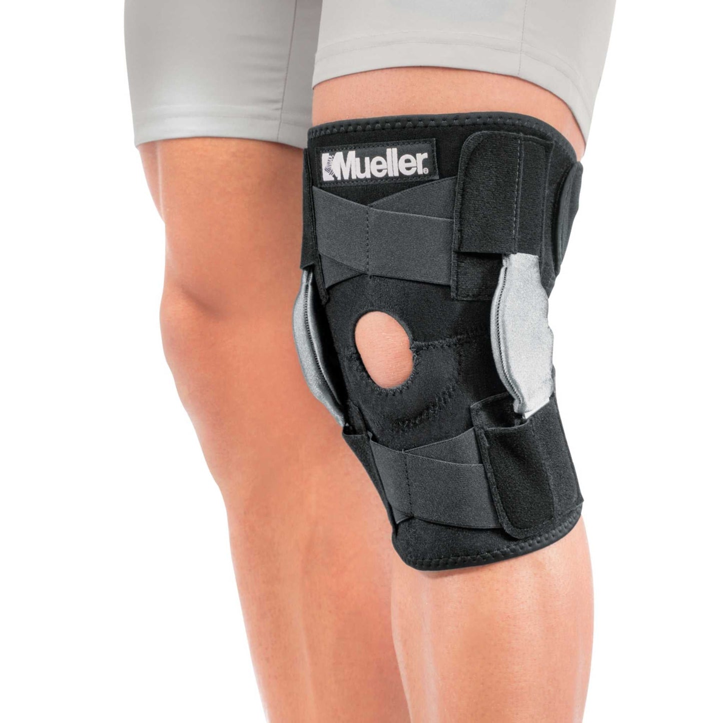 Mueller® Green Self-Adjusting Hinged Knee Brace, Unisex, One Size Fits Most - Black