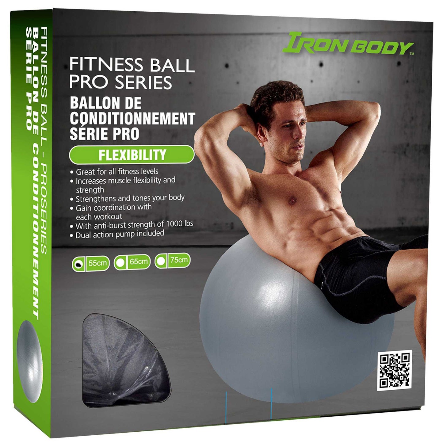 Pro Series Exercise Ball, Pump Included, Available in 55, 65 & 75 cm