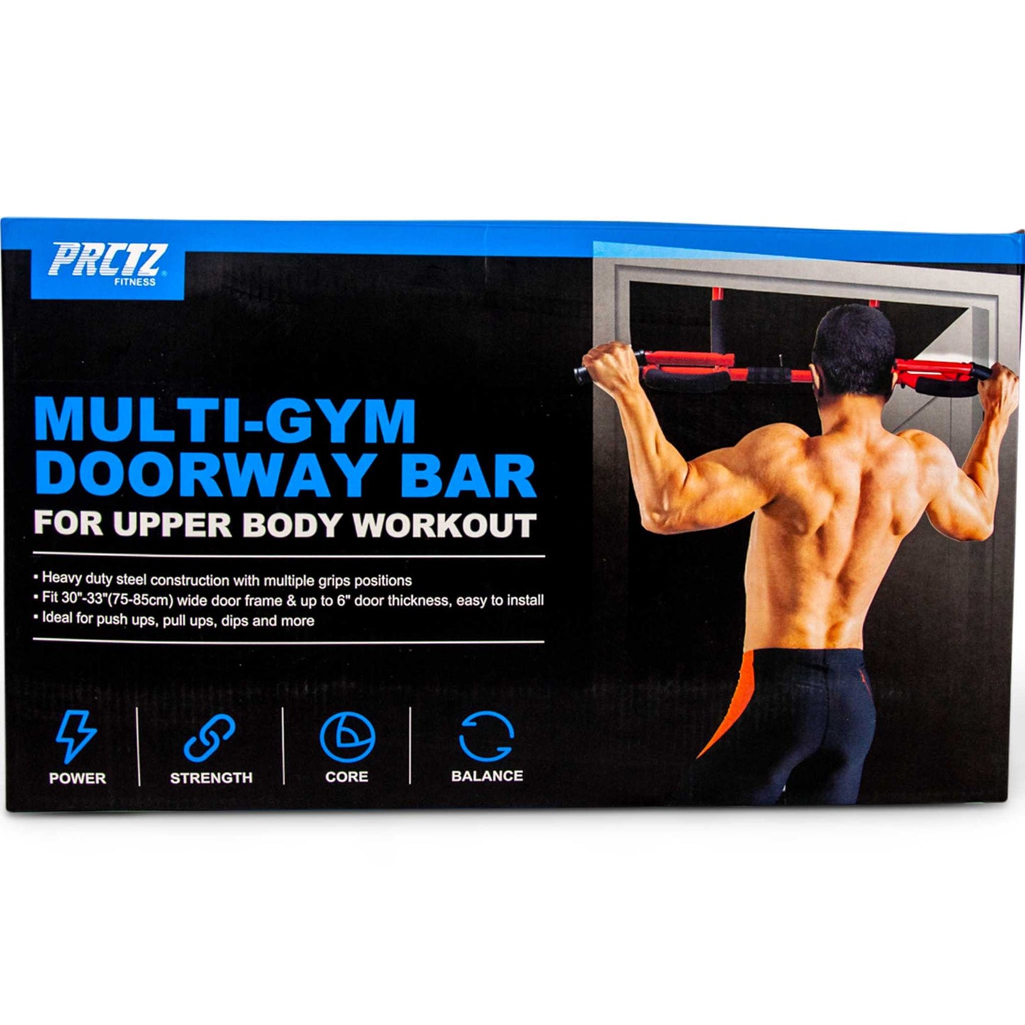 Heavy-Duty Steel Doorway Pull-Up Bar, Multi-Gym, Red