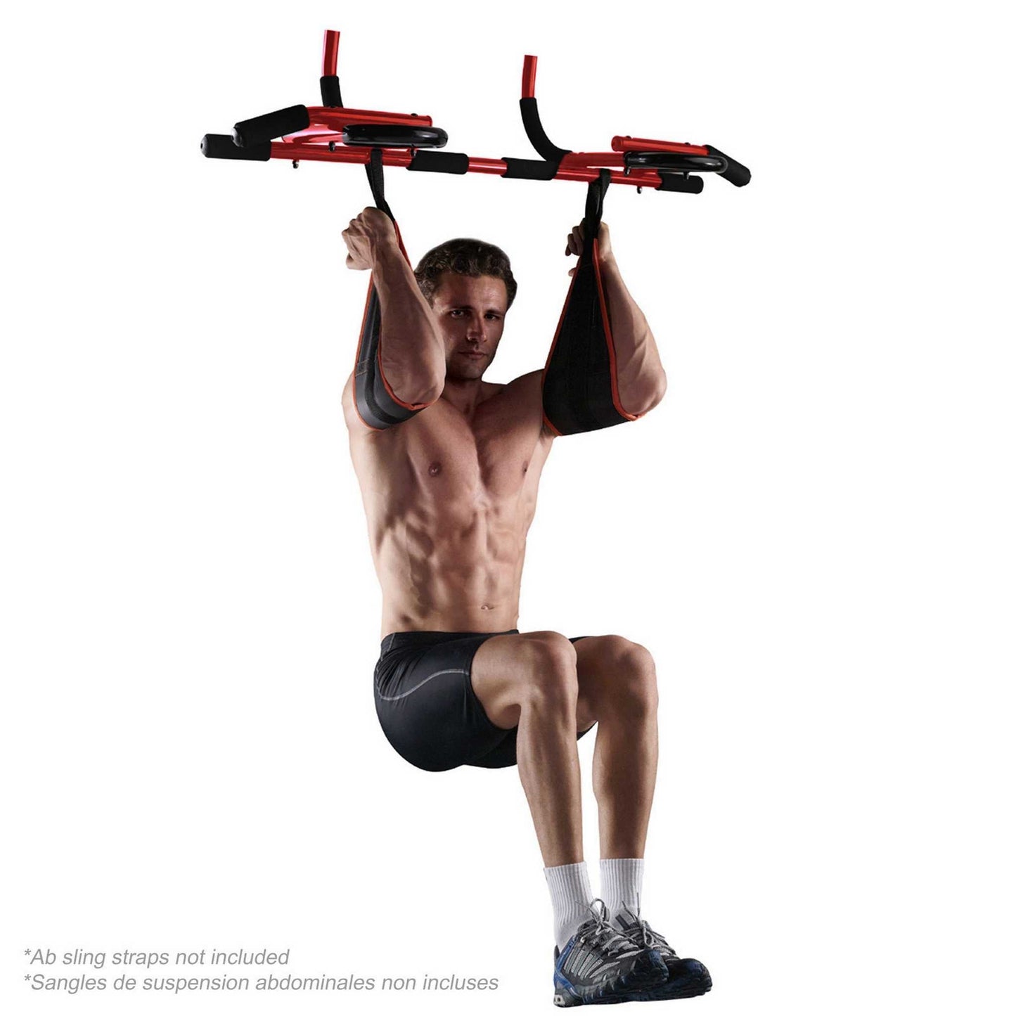 Heavy-Duty Steel Doorway Pull-Up Bar, Multi-Gym, Red