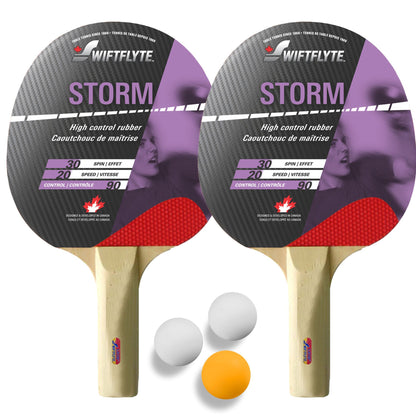 Swiftflyte™  Storm 2-Player Table Tennis Racket & Ball Set