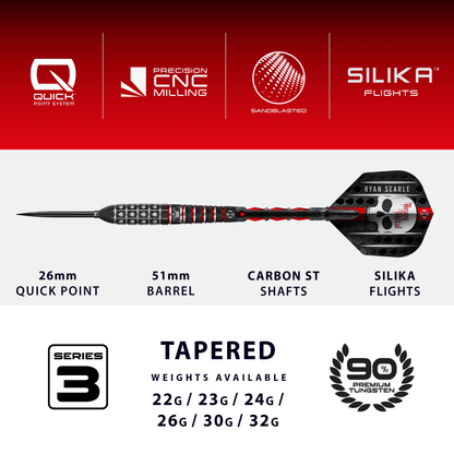 Harrows Ryan Searle 90% Tungsten Series 3 Quick Point Darts
