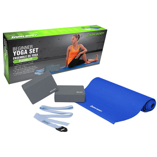 Beginner Yoga Set, Includes Mat, Strap & 2 Blocks