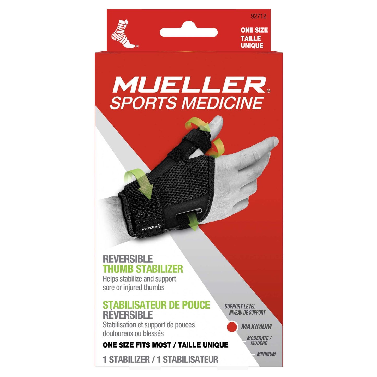 Mueller® Reversible Thumb Stabilizer, Unisex, One Size Fits Most - Black