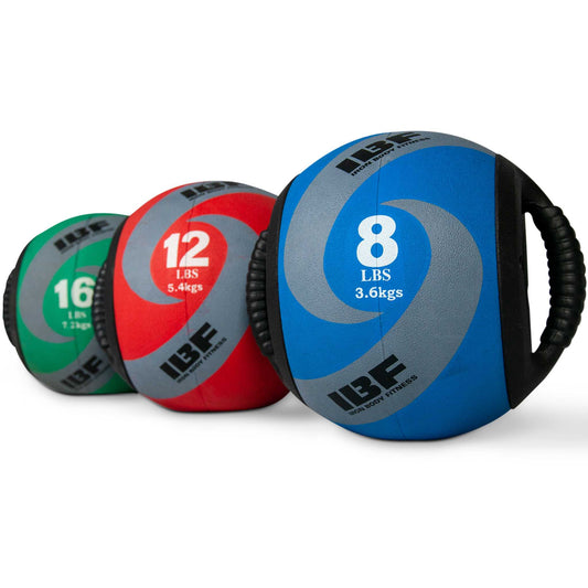 Dual Grip Medicine Balls, Built-In Handles, 8, 12 & 16 lbs.