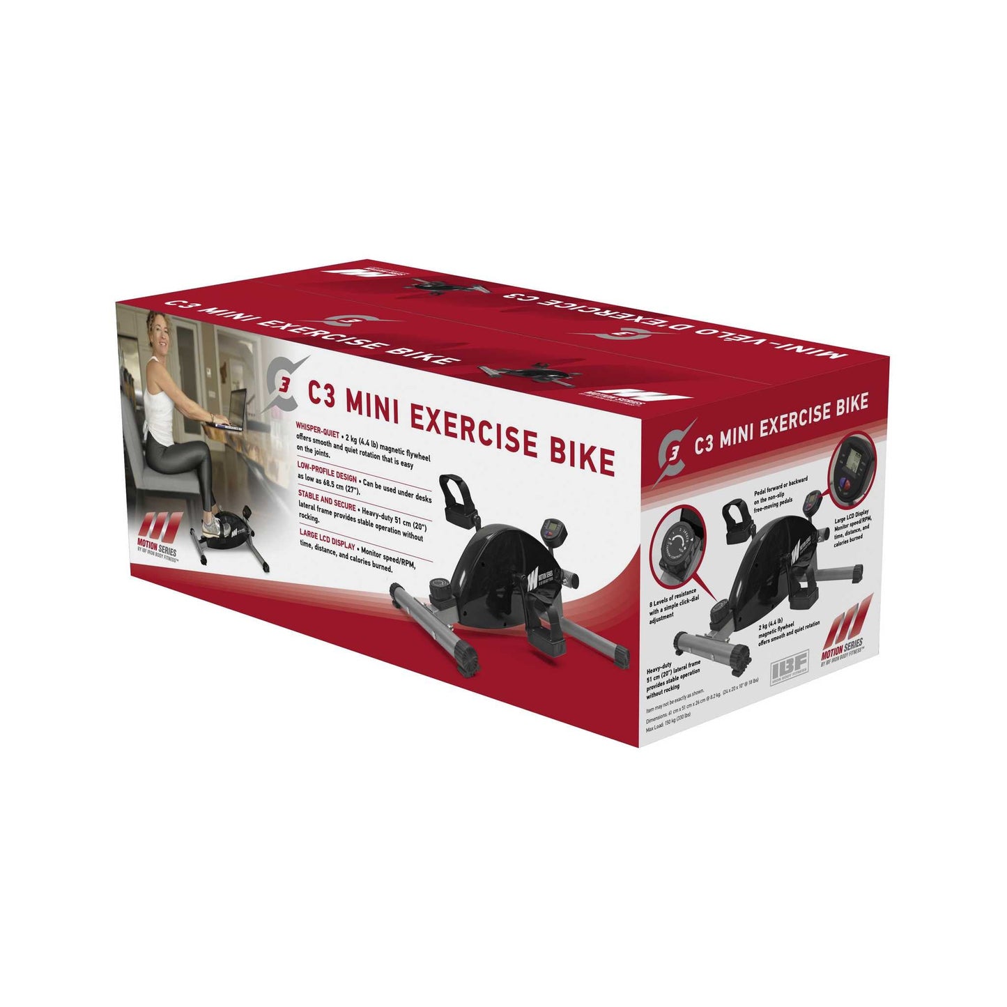 Motion Series C3 Mini Exercise Bike, Compact Under Desk Cycle