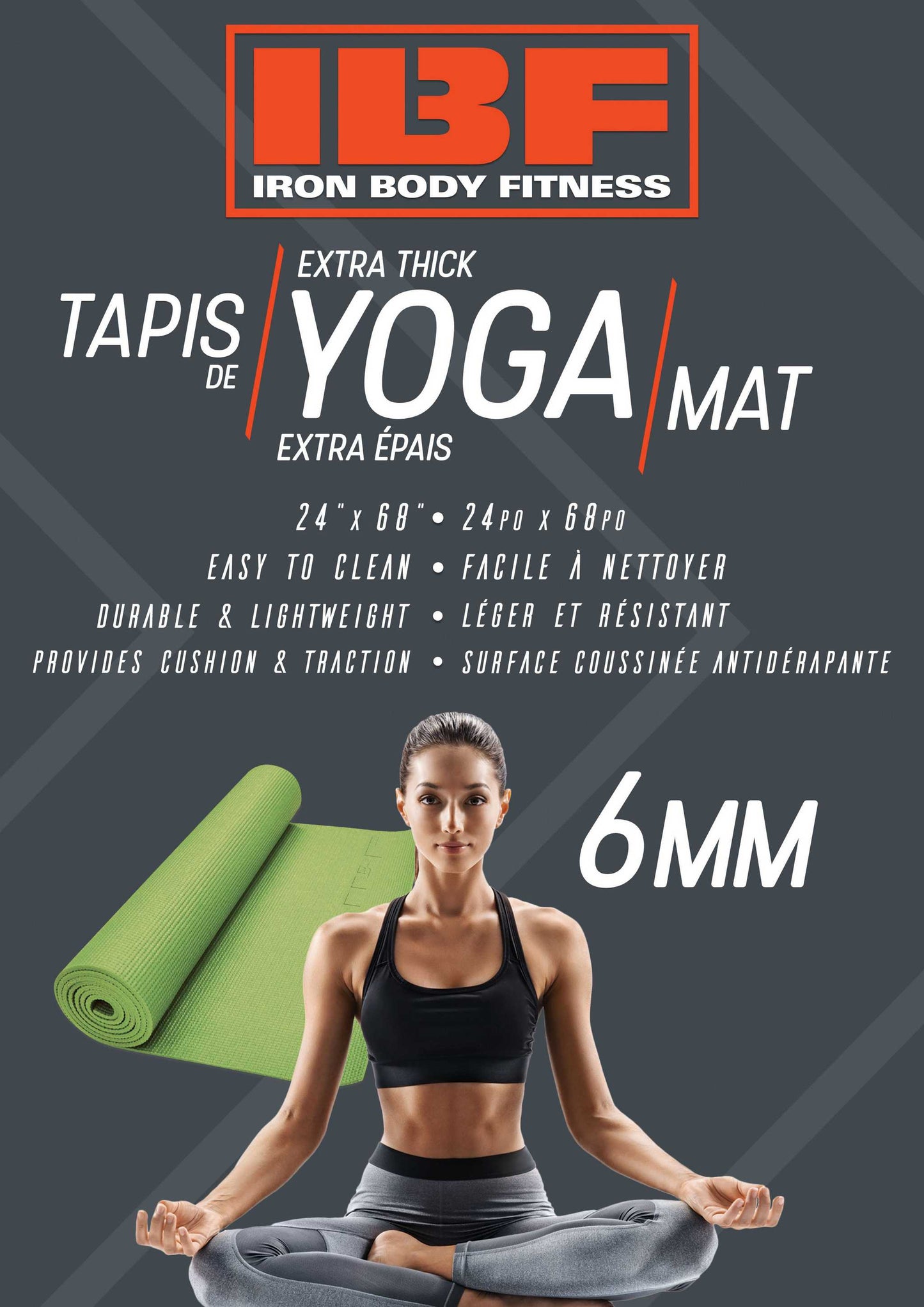 Extra-Thick Yoga Mat, 6 mm, Green
