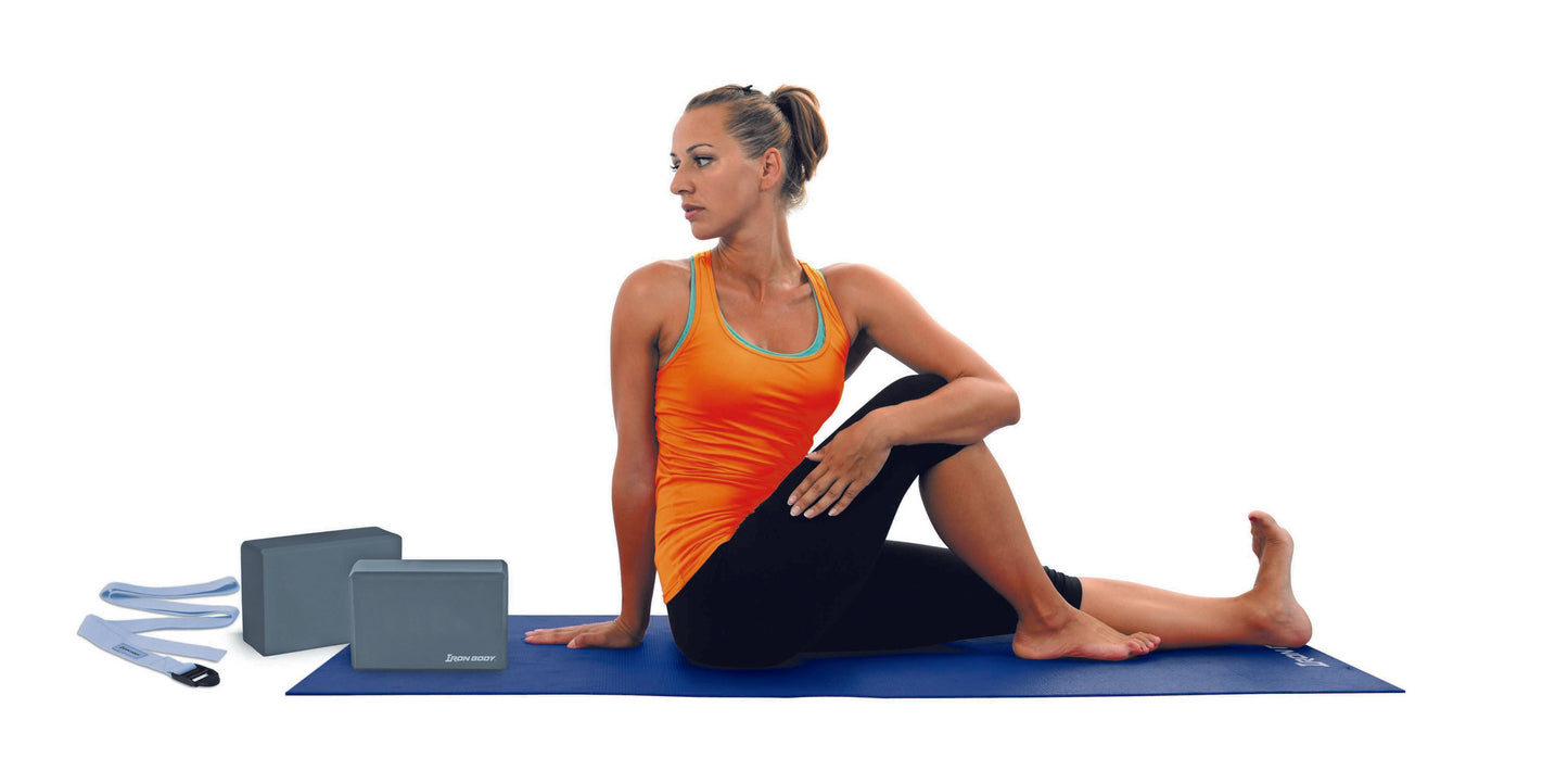 Beginner Yoga Set, Includes Mat, Strap & 2 Blocks